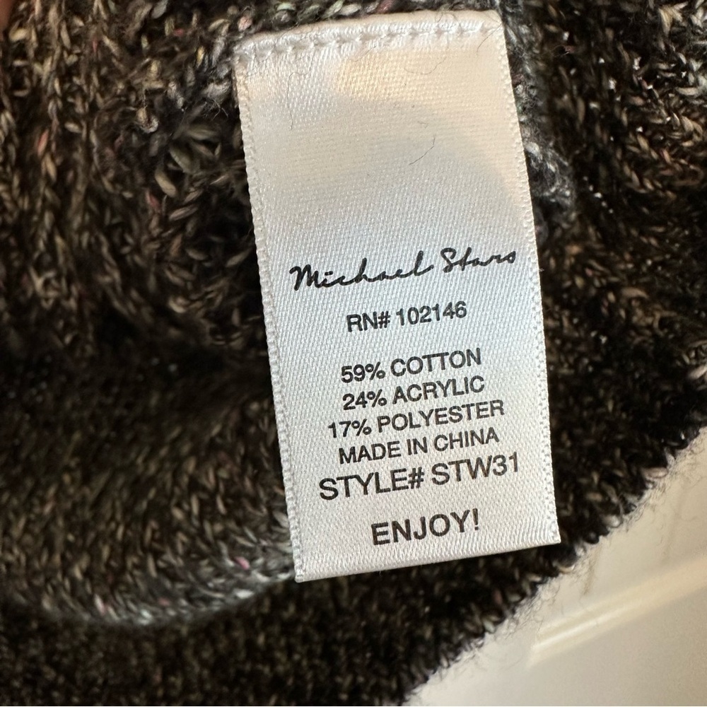 Michael Stars Los Angeles designer grey multi color sweater vest high neck L - Picture 6 of 9